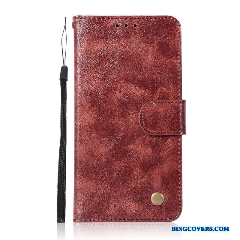 Huawei Mate 10 Lite Etui Lædertaske Solid Farve Kort Mobiltelefon Rød Vintage Folio