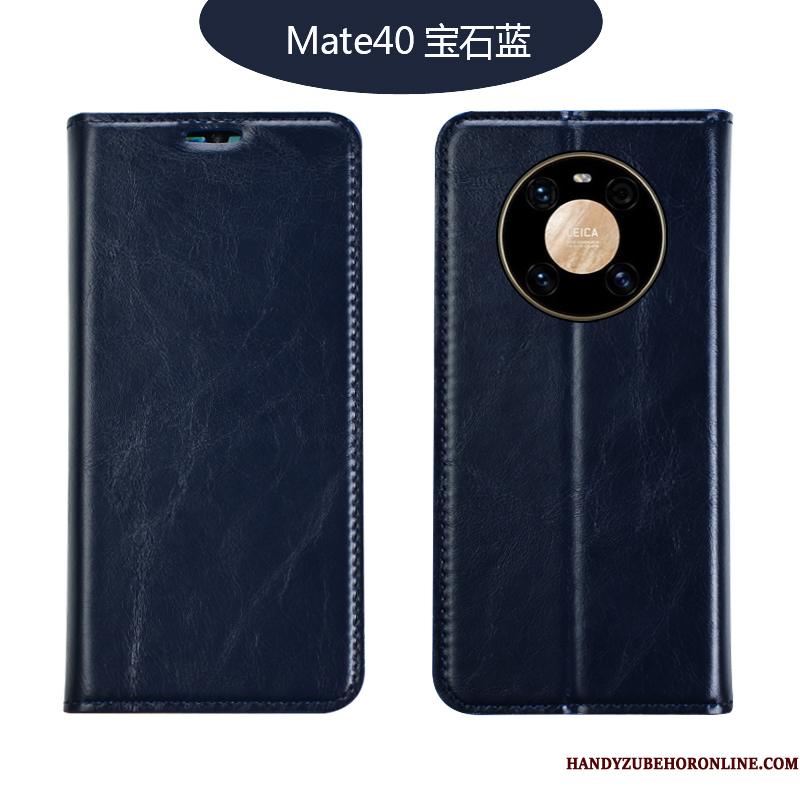 Huawei Mate 40 Kvalitet Luksus Ægte Læder Cover Etui Telefon High End