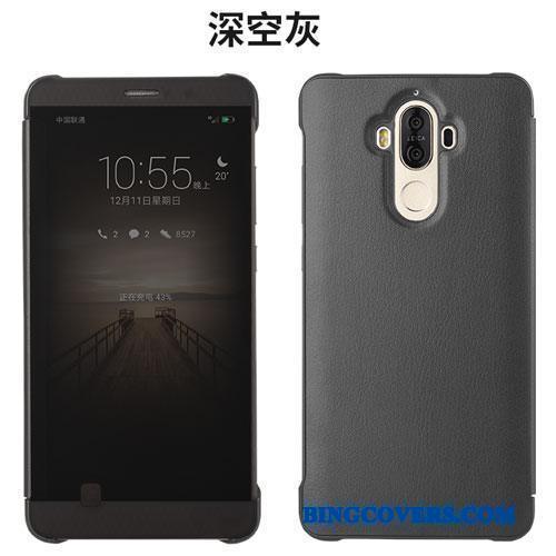 Huawei Mate 9 Anti-fald Clamshell Sort Lædertaske Telefon Etui Beskyttelse Cover