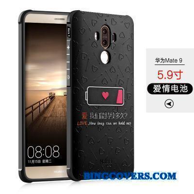 Huawei Mate 9 Cover Anti-fald Telefon Etui Nubuck Af Personlighed Sort Alt Inklusive