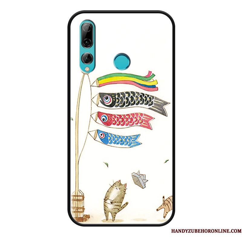 Huawei P Smart+ 2019 Etui Cartoon Karpe Cyan Relief Kat Cover Anti-fald