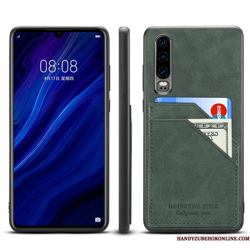 Huawei P30 Etui Alt Inklusive Ægte Læder Ny Kort Anti-fald Cover Tynd