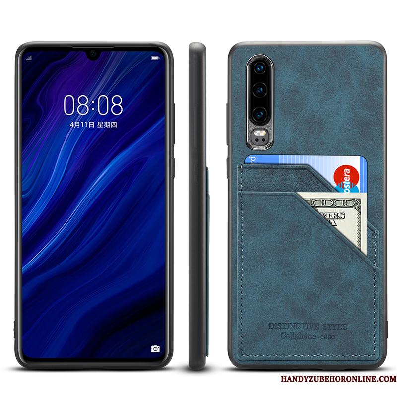 Huawei P30 Etui Alt Inklusive Ægte Læder Ny Kort Anti-fald Cover Tynd