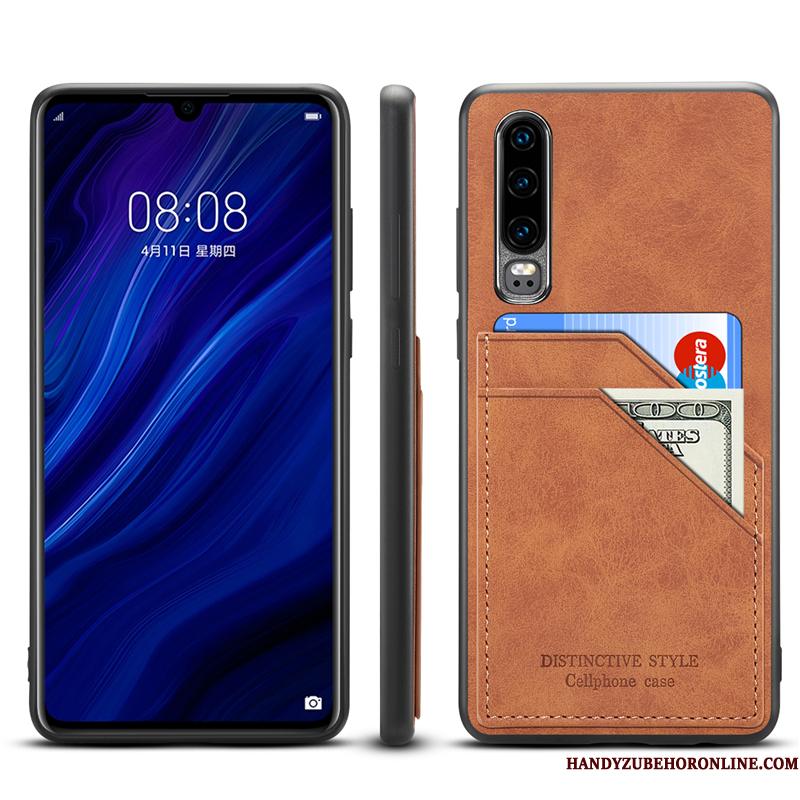 Huawei P30 Etui Alt Inklusive Ægte Læder Ny Kort Anti-fald Cover Tynd