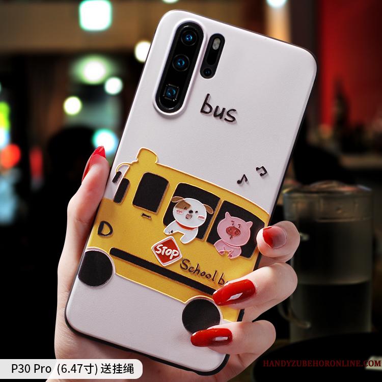 Huawei P30 Pro Etui Af Personlighed Blød Alt Inklusive Hvid Cover Hængende Ornamenter Nubuck