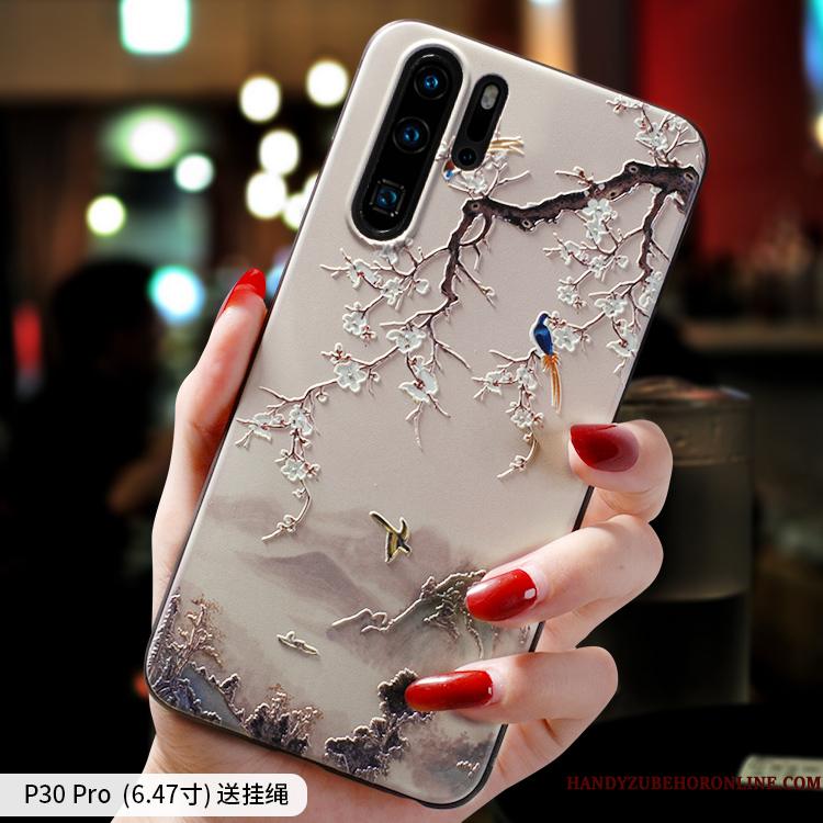 Huawei P30 Pro Etui Lyserød Trend Nubuck Kreativ Beskyttelse Silikone Cover