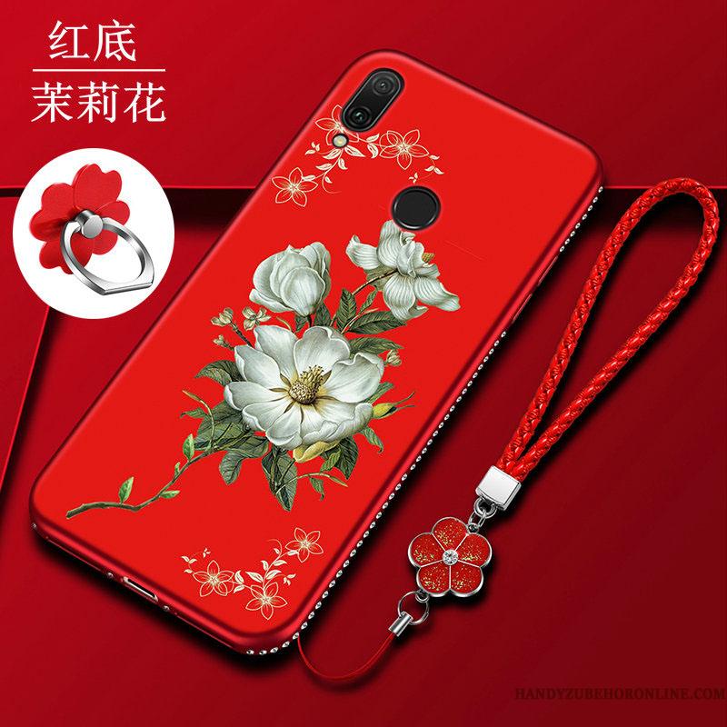 Huawei Y7 2019 Telefon Etui Silikone Alt Inklusive Sort Trend Rød Net Red