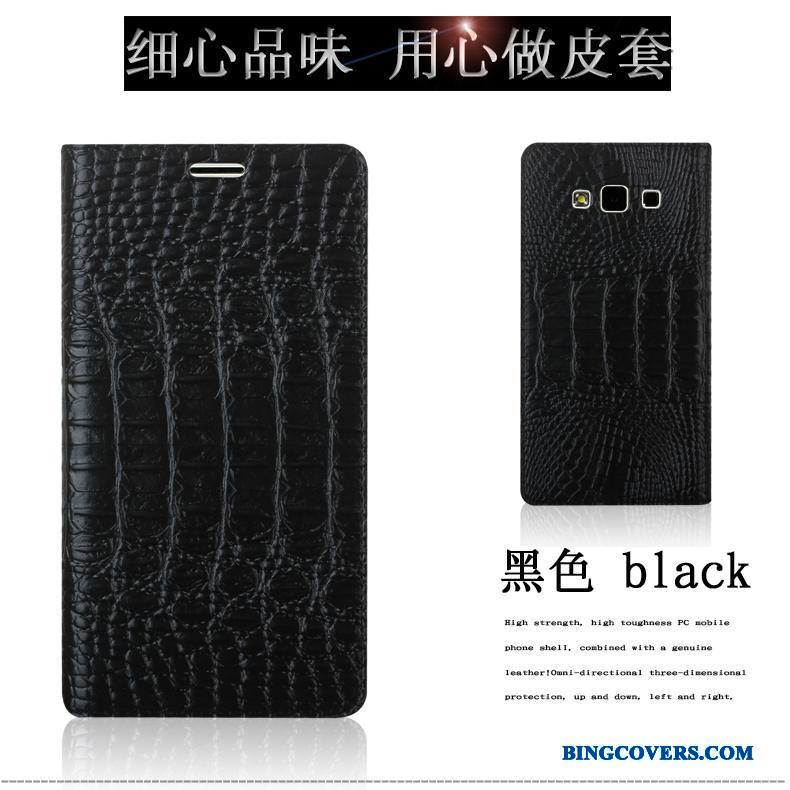 Samsung Galaxy A7 2015 Etui Lædertaske Stjerne Rød Mobiltelefon Krokodille Mønster Cover Beskyttelse