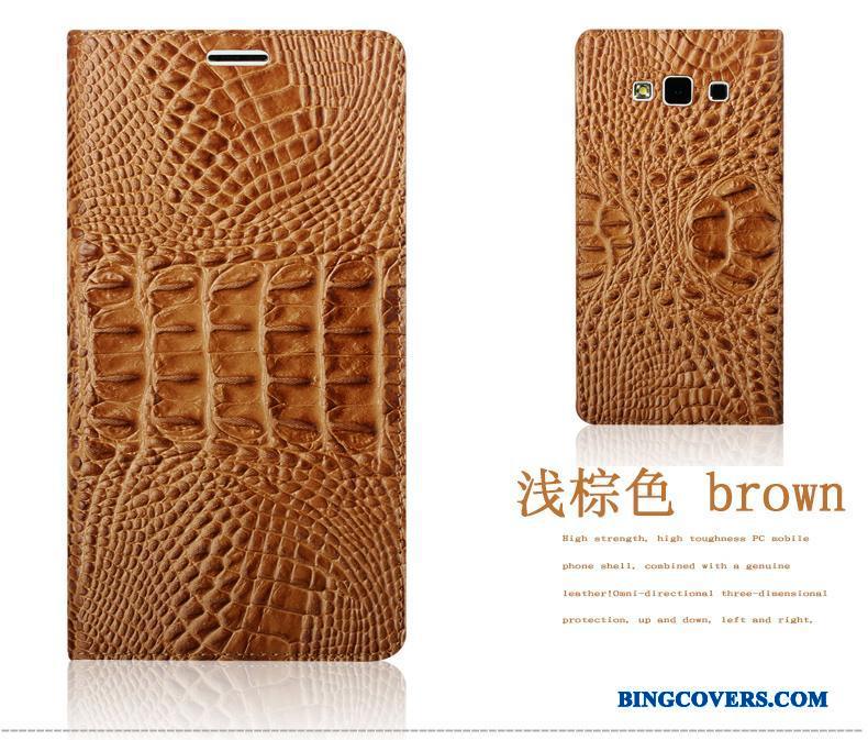 Samsung Galaxy A7 2015 Etui Lædertaske Stjerne Rød Mobiltelefon Krokodille Mønster Cover Beskyttelse