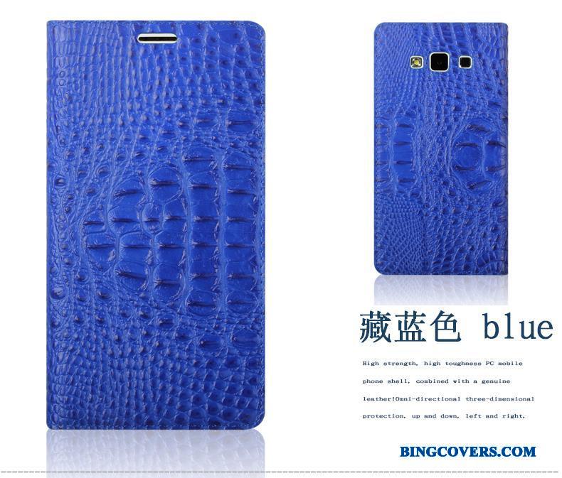 Samsung Galaxy A7 2015 Etui Lædertaske Stjerne Rød Mobiltelefon Krokodille Mønster Cover Beskyttelse