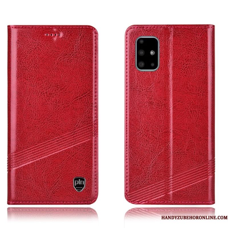 Samsung Galaxy A71 Etui Brun Beskyttelse Folio Ægte Læder Stjerne Cover Mønster