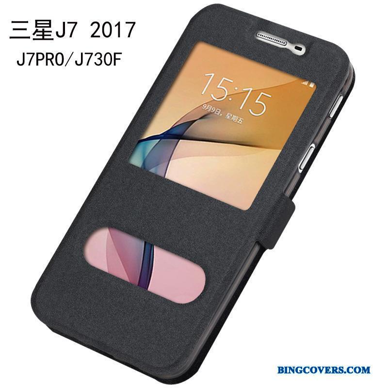 Samsung Galaxy J7 2017 Etui Stjerne Alt Inklusive Mobiltelefon Cover Blå Beskyttelse Lædertaske