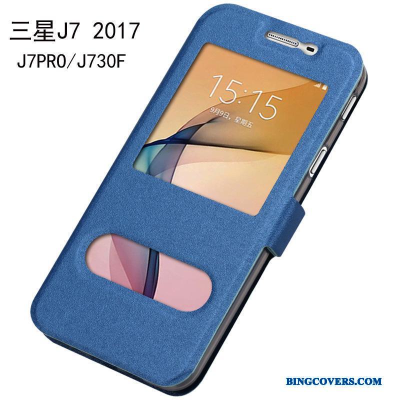 Samsung Galaxy J7 2017 Etui Stjerne Alt Inklusive Mobiltelefon Cover Blå Beskyttelse Lædertaske