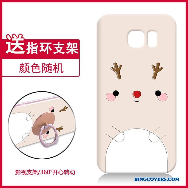 Samsung Galaxy S7 Telefon Etui Cover Hård Hvid Cartoon Stjerne Blød