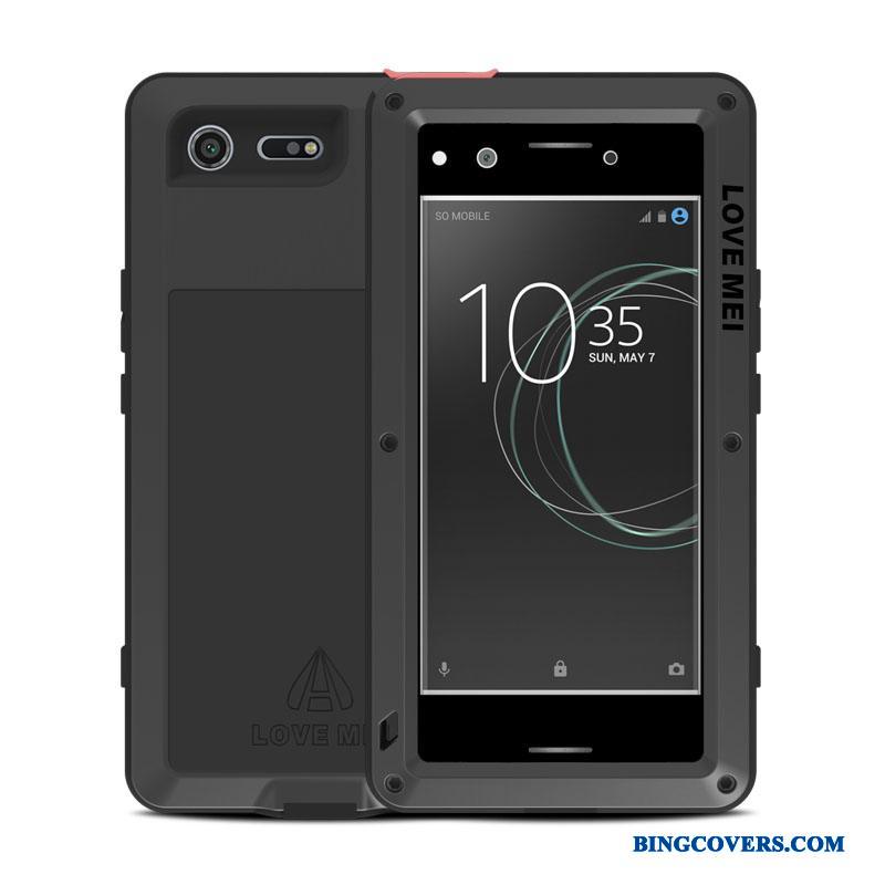 Sony Xperia Xz Premium Etui Rød Tre Forsvar Ramme Cover Beskyttelse Blød Metal