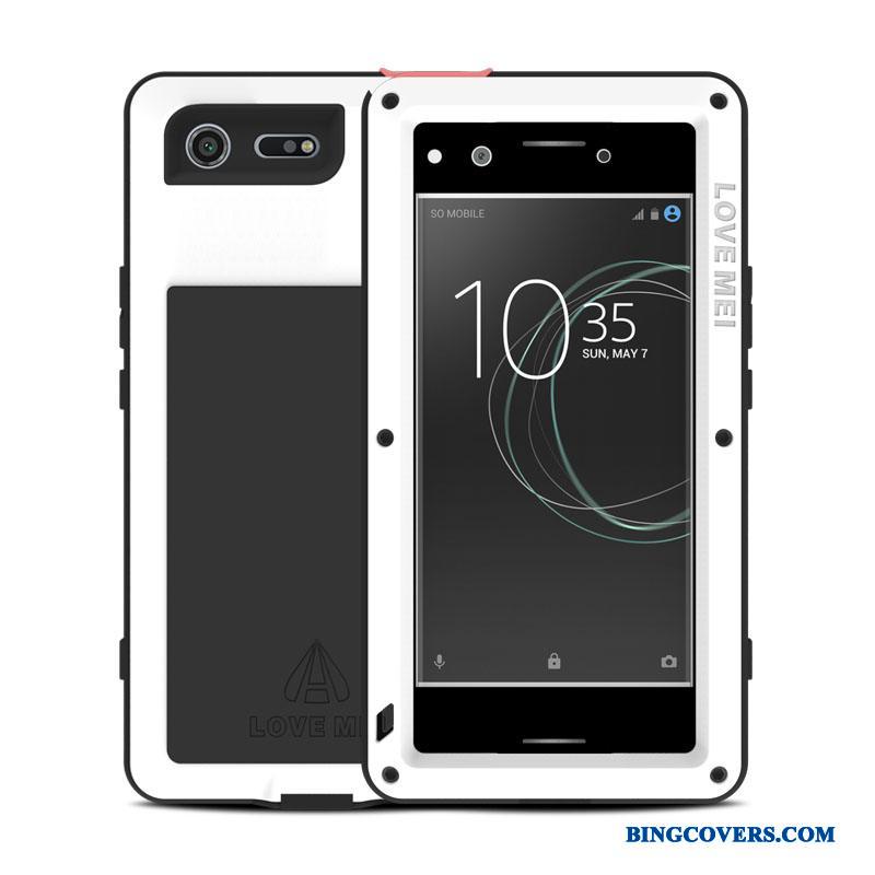 Sony Xperia Xz Premium Etui Rød Tre Forsvar Ramme Cover Beskyttelse Blød Metal