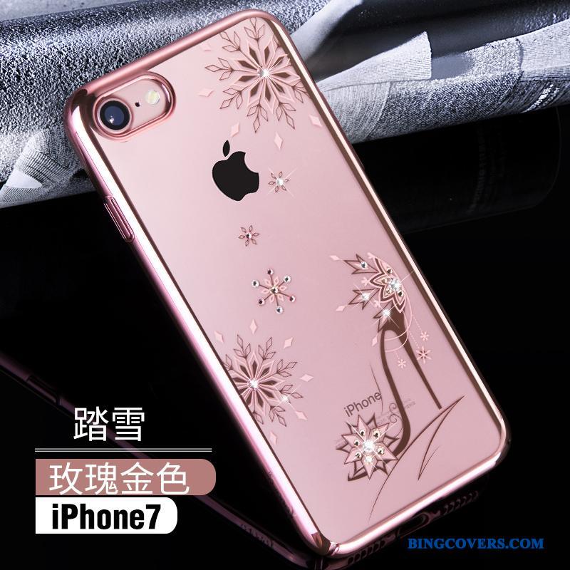 iPhone 7 Luksus Cover Telefon Etui Hård Rosa Guld Blå Strass